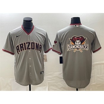 Men's Arizona Diamondbacks Grey Team Big Logo Cool Base Stitched Baseball Jersey Men's Arizona Diamondbacks Grey Team Big Logo Cool Base Stitched Baseball Jersey