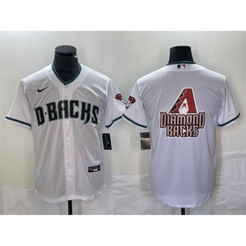 Men's Arizona Diamondbacks White Team Big Logo Cool Base Stitched Baseball Jersey