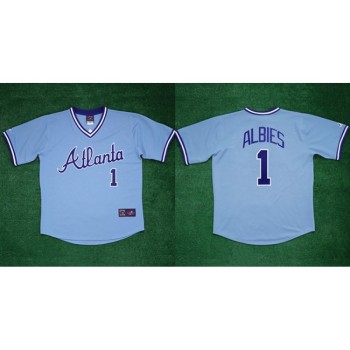 Men's Atlanta Braves #1 Ozzie Albies 1982 White Cool Base Stitched Baseball Jersey