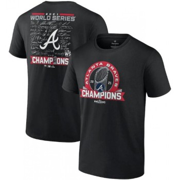 Men's Atlanta Braves 2021 Black World Series Champions Dream Team Roster Tri-Blend T-Shirt