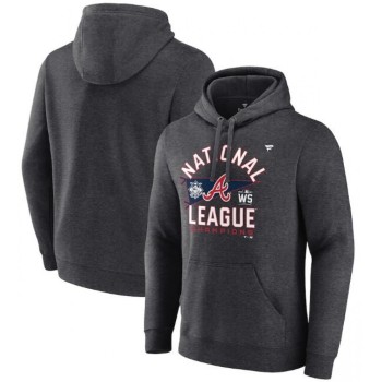 Men's Atlanta Braves 2021 Heathered Charcoal National League Champions Locker Room Pullover Hoodie