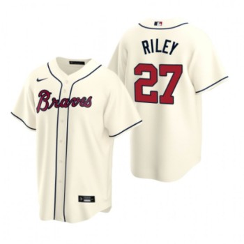Men's Atlanta Braves #27 Austin Riley Cream Cool Base Stitched Jersey