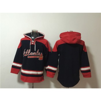 Men's Atlanta Braves Blank Black/Red Ageless Must-Have Lace-Up Pullover Hoodie Men's Atlanta Braves Blank Black/Red Ageless Must-Have Lace-Up Pullover Hoodie