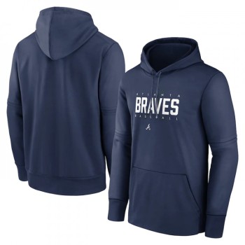 Men's Atlanta Braves Navy Pregame Performance Pullover Hoodie Men's Atlanta Braves Navy Pregame Performance Pullover Hoodie