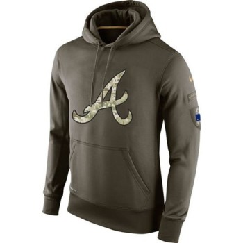 Men's Atlanta Braves Olive Salute To Service KO Performance Hoodie Men's Atlanta Braves Olive Salute To Service KO Performance Hoodie