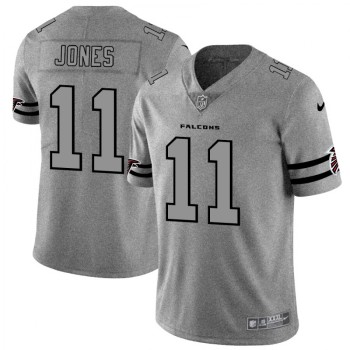 Men's Atlanta Falcons #11 Julio Jones 2019 Gray Gridiron Team Logo Limited Stitched NFL Jersey Men's Atlanta Falcons #11 Julio Jones 2019 Gray Gridiron Team Logo Limited Stitched NFL Jersey