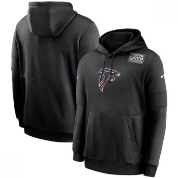 Men's Atlanta Falcons 2020 Black Crucial Catch Sideline Performance Pullover Hoodie Men's Atlanta Falcons 2020 Black Crucial Catch Sideline Performance Pullover Hoodie