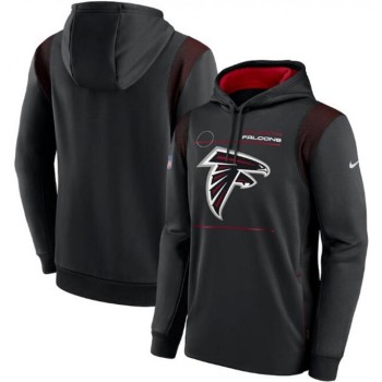 Men's Atlanta Falcons 2021 Black Sideline Logo Performance Pullover Hoodie Men's Atlanta Falcons 2021 Black Sideline Logo Performance Pullover Hoodie
