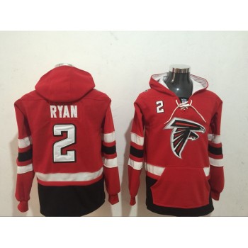 Men's Atlanta Falcons #2 Matt Ryan Red Black All Stitched NFL Hoodie Sweatshirt Men's Atlanta Falcons #2 Matt Ryan Red Black All Stitched NFL Hoodie Sweatshirt