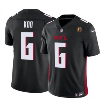 Men's Atlanta Falcons #6 Younghoe Koo Black 2023 F.U.S.E. With John Madden Patch Vapor Limited Stitched Football Jersey Men's Atlanta Falcons #6 Younghoe Koo Black 2023 F.U.S.E. With John Madden Patch Vapor Limited Stitched Football Jersey