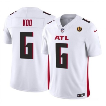 Men's Atlanta Falcons #6 Younghoe Koo White 2023 F.U.S.E. With John Madden Patch Vapor Limited Stitched Football Jersey Men's Atlanta Falcons #6 Younghoe Koo White 2023 F.U.S.E. With John Madden Patch Vapor Limited Stitched Football Jersey