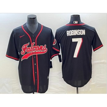 Men's Atlanta Falcons #7 Bijan Robinson Black With Patch Cool Base Stitched Baseball Jersey Men's Atlanta Falcons #7 Bijan Robinson Black With Patch Cool Base Stitched Baseball Jersey
