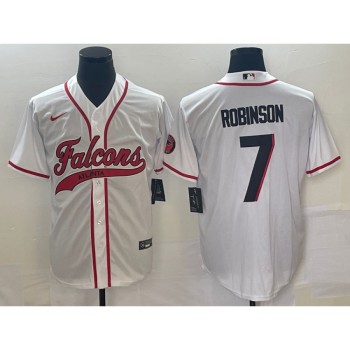 Men's Atlanta Falcons #7 Bijan Robinson White With Patch Cool Base Stitched Baseball Jersey Men's Atlanta Falcons #7 Bijan Robinson White With Patch Cool Base Stitched Baseball Jersey