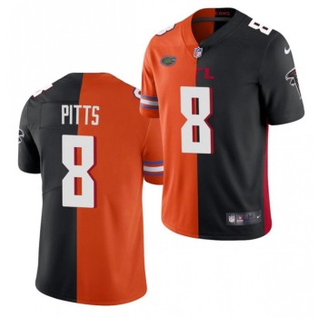 Men's Atlanta Falcons #8 Kyle Pitts 2021 Orange/Black Split Stitched Jersey Men's Atlanta Falcons #8 Kyle Pitts 2021 Orange/Black Split Stitched Jersey