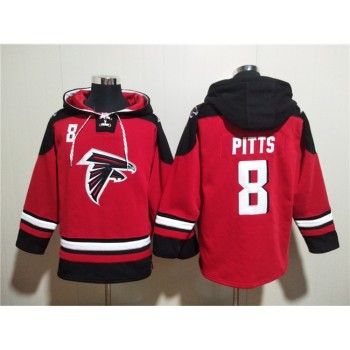 Men's Atlanta Falcons #8 Kyle Pitts Red Ageless Must-Have Lace-Up Pullover Hoodie Men's Atlanta Falcons #8 Kyle Pitts Red Ageless Must-Have Lace-Up Pullover Hoodie
