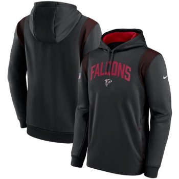 Men's Atlanta Falcons Black Sideline Stack Performance Pullover Hoodie 001 Men's Atlanta Falcons Black Sideline Stack Performance Pullover Hoodie 001