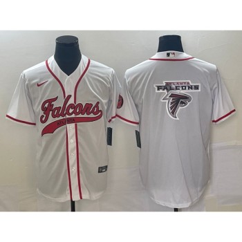 Men's Atlanta Falcons White Team Big Logo With Patch Cool Base Stitched Baseball Jersey Men's Atlanta Falcons White Team Big Logo With Patch Cool Base Stitched Baseball Jersey