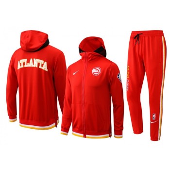 Men's Atlanta Hawks 75th Anniversary Red Performance Showtime Full-Zip Hoodie Jacket And Pants  Suit