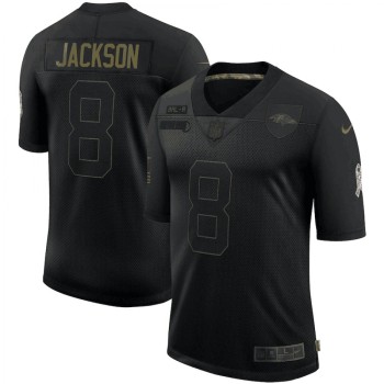 Men's Baltimore Ravens #8 Lamar Jackson Black 2020 Salute To Service Limited Stitched Jersey