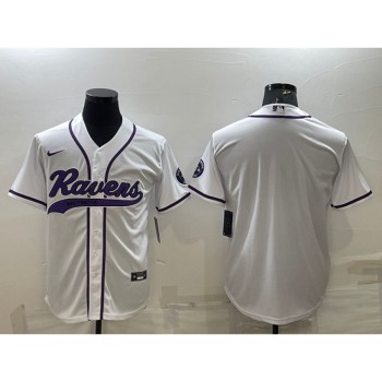 Men's Baltimore Ravens Blank White With Patch Cool Base Stitched Baseball Jersey Men's Baltimore Ravens Blank White With Patch Cool Base Stitched Baseball Jersey