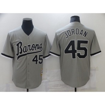 Men's Birmingham Barons #45 Michael Jordan Gray Cool Base Stitched Jersey Men's Birmingham Barons #45 Michael Jordan Gray Cool Base Stitched Jersey