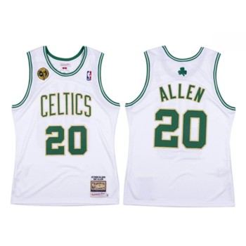 Men's Boston Celtics #20 Ray Allen White Throwback 2008-09 Stitched Jersey