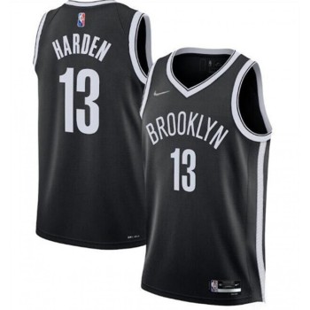 Men's Brooklyn Nets #13 James Harden 75th Anniversary Black Stitched Basketball Jersey Men's Brooklyn Nets #13 James Harden 75th Anniversary Black Stitched Basketball Jersey