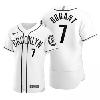 Men's Brooklyn Nets #7 Kevin Durant 2020 White NBA X MLB Crossover Edition Stitched Jersey Men's Brooklyn Nets #7 Kevin Durant 2020 White NBA X MLB Crossover Edition Stitched Jersey