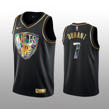 Men's Brooklyn Nets #7 Kevin Durant 2021/22 Black Golden Edition 75th Anniversary Diamond Logo Stitched Basketball Jersey Men's Brooklyn Nets #7 Kevin Durant 2021/22 Black Golden Edition 75th Anniversary Diamond Logo Stitched Basketball Jersey