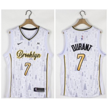 Men's Brooklyn Nets #7 Kevin Durant White Christmas Edition Stitched Basketball Jersey Men's Brooklyn Nets #7 Kevin Durant White Christmas Edition Stitched Basketball Jersey