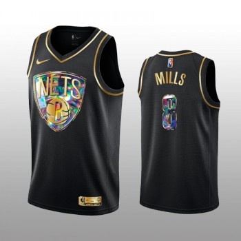 Men's Brooklyn Nets #8 Patty Mills 2021/22 Black Golden Edition 75th Anniversary Diamond Logo Stitched Basketball Jersey Men's Brooklyn Nets #8 Patty Mills 2021/22 Black Golden Edition 75th Anniversary Diamond Logo Stitched Basketball Jersey