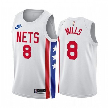 Men's Brooklyn Nets #8 Patty Mills 2022/23 White Classic Edition Stitched Basketball Jersey Men's Brooklyn Nets #8 Patty Mills 2022/23 White Classic Edition Stitched Basketball Jersey