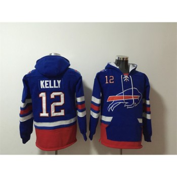 Men's Buffalo Bills #12 Jim Kelly Royal Ageless Must-Have Lace-Up Pullover Hoodie Men's Buffalo Bills #12 Jim Kelly Royal Ageless Must-Have Lace-Up Pullover Hoodie