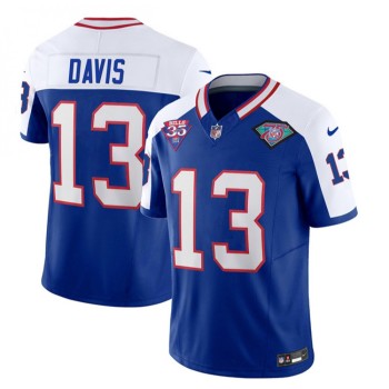 Men's Buffalo Bills #13 Gabe Davis Blue/White 35th And 75th Patch 2023 F.U.S.E. Throwback Vapor Untouchable Limited Stitched Jersey Men's Buffalo Bills #13 Gabe Davis Blue/White 35th And 75th Patch 2023 F.U.S.E. Throwback Vapor Untouchable Limited Stitched Jersey