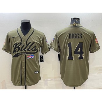 Men's Buffalo Bills #14 Stefon Diggs 2022 Olive Salute to Service Cool Base Stitched Baseball Jersey Men's Buffalo Bills #14 Stefon Diggs 2022 Olive Salute to Service Cool Base Stitched Baseball Jersey