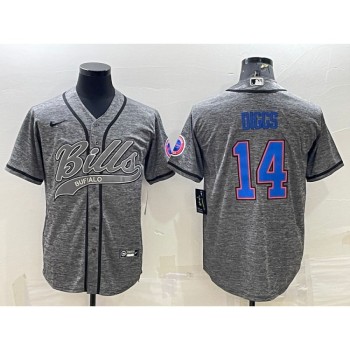 Men's Buffalo Bills #14 Stefon Diggs Grey With Patch Cool Base Stitched Baseball Jersey Men's Buffalo Bills #14 Stefon Diggs Grey With Patch Cool Base Stitched Baseball Jersey