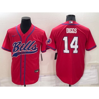 Men's Buffalo Bills #14 Stefon Diggs Red Cool Base Stitched Baseball Jersey Men's Buffalo Bills #14 Stefon Diggs Red Cool Base Stitched Baseball Jersey