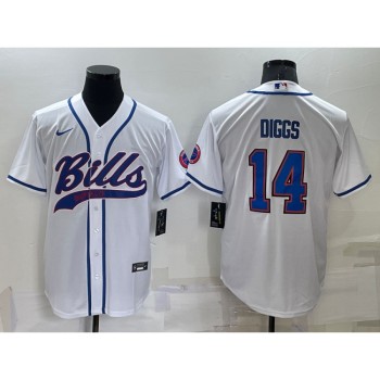 Men's Buffalo Bills #14 Stefon Diggs White Cool Base Stitched Baseball Jersey Men's Buffalo Bills #14 Stefon Diggs White Cool Base Stitched Baseball Jersey