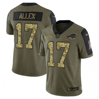 Men's Buffalo Bills #17 Josh Allen 2021 Olive Camo Salute To Service Limited Stitched Jersey Men's Buffalo Bills #17 Josh Allen 2021 Olive Camo Salute To Service Limited Stitched Jersey