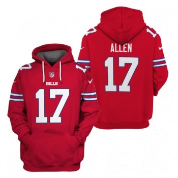 Men's Buffalo Bills #17 Josh Allen 2021 Red Pullover Hoodie Men's Buffalo Bills #17 Josh Allen 2021 Red Pullover Hoodie