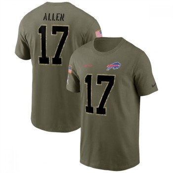 Men's Buffalo Bills #17 Josh Allen 2022 Olive Salute to Service T-Shirt Men's Buffalo Bills #17 Josh Allen 2022 Olive Salute to Service T-Shirt