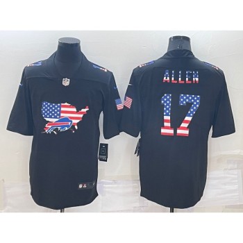 Men's Buffalo Bills #17 Josh Allen Black USA Flag Limited Stitched Jersey Men's Buffalo Bills #17 Josh Allen Black USA Flag Limited Stitched Jersey