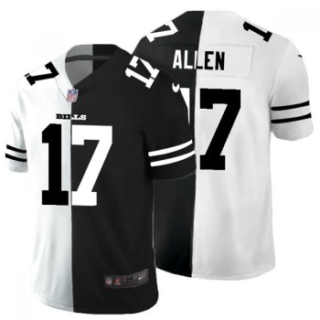 Men's Buffalo Bills #17 Josh Allen Black & White Split Limited Stitched Jersey Men's Buffalo Bills #17 Josh Allen Black & White Split Limited Stitched Jersey
