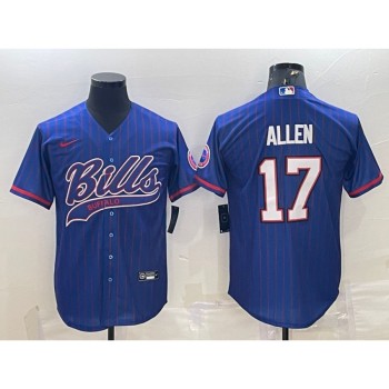 Men's Buffalo Bills #17 Josh Allen Royal With Patch Cool Base Stitched Baseball Jersey Men's Buffalo Bills #17 Josh Allen Royal With Patch Cool Base Stitched Baseball Jersey