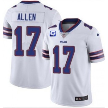 Men's Buffalo Bills #17 Josh Allen White With C Patch Limited Stitched Jersey Men's Buffalo Bills #17 Josh Allen White With C Patch Limited Stitched Jersey