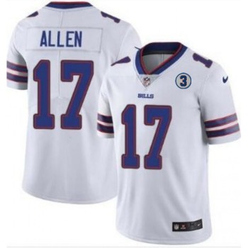 Men's Buffalo Bills #17 Josh Allen White With NO.3 Patch Vapor Untouchable Limited Stitched NFL Jersey Men's Buffalo Bills #17 Josh Allen White With NO.3 Patch Vapor Untouchable Limited Stitched NFL Jersey