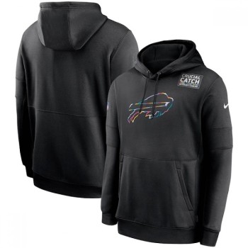 Men's Buffalo Bills 2020 Black Crucial Catch Sideline Performance Pullover Hoodie Men's Buffalo Bills 2020 Black Crucial Catch Sideline Performance Pullover Hoodie