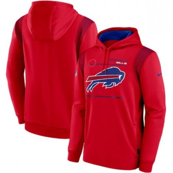 Men's Buffalo Bills 2021 Red Sideline Logo Performance Pullover Hoodie Men's Buffalo Bills 2021 Red Sideline Logo Performance Pullover Hoodie