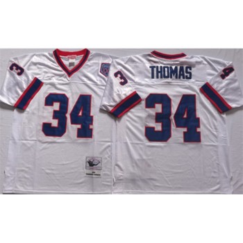 Men's Buffalo Bills #34 THOMAS White Stitched Jersey Men's Buffalo Bills #34 THOMAS White Stitched Jersey