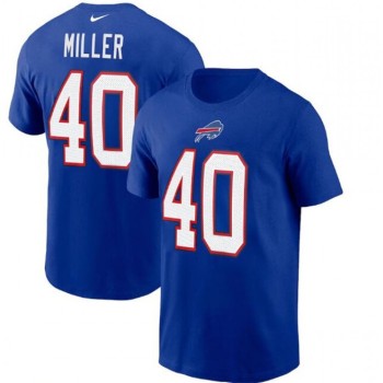 Men's Buffalo Bills #40 Von Miller 2022 Blue Name & Number T-Shirt Men's Buffalo Bills #40 Von Miller 2022 Blue Name & Number T-Shirt